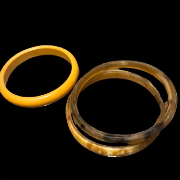 Vintage Bakelight / Plastic Marbled Bangle Bracelets Lot Of 3 * 6” Circumference - Picture 2 of 9